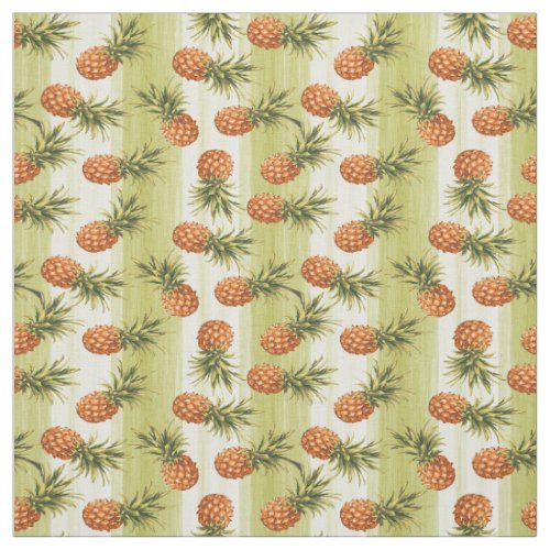Green Orange Yellow Pineapple Fruit Summer Pattern Fabric