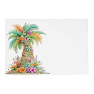 GREEN ORANGE YELLOW TROPICAL PALM TREE PLACEMAT