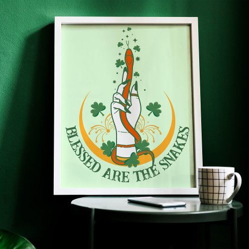 Green  Orangle All Snakes Day Shamrock Serpent Poster