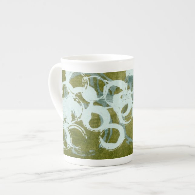 Green Orbs I Bone China Mug (Front Left)