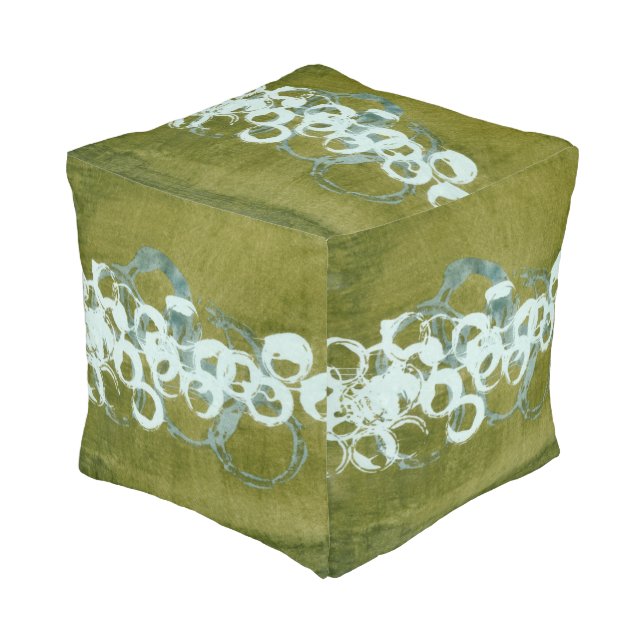 Green Orbs I Pouf (Angled Front)