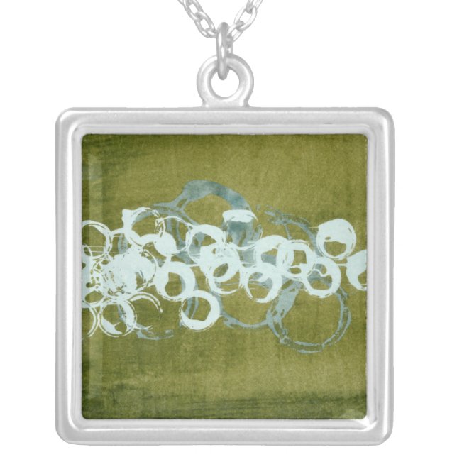 Green Orbs I Silver Plated Necklace (Front)