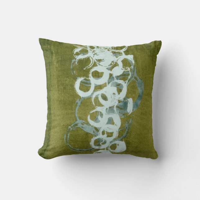 Green Orbs I Throw Pillow (Front)