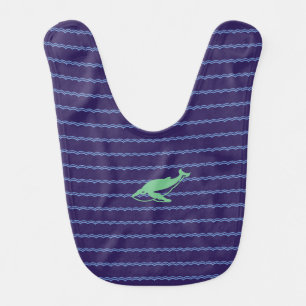 Green Orca Pattern on Indigo Baby Bib Bibs
