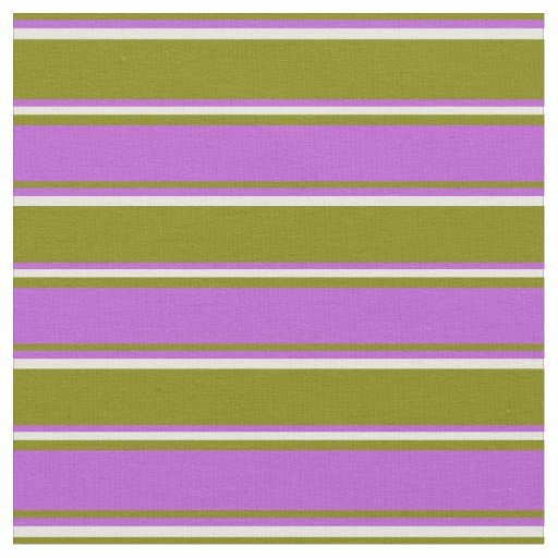 Green, Orchid, and Beige Colored Striped Pattern Fabric
