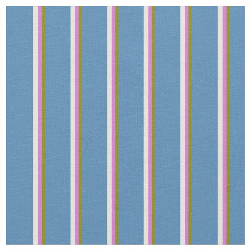 Green, Orchid, Beige, and Blue Lines Fabric