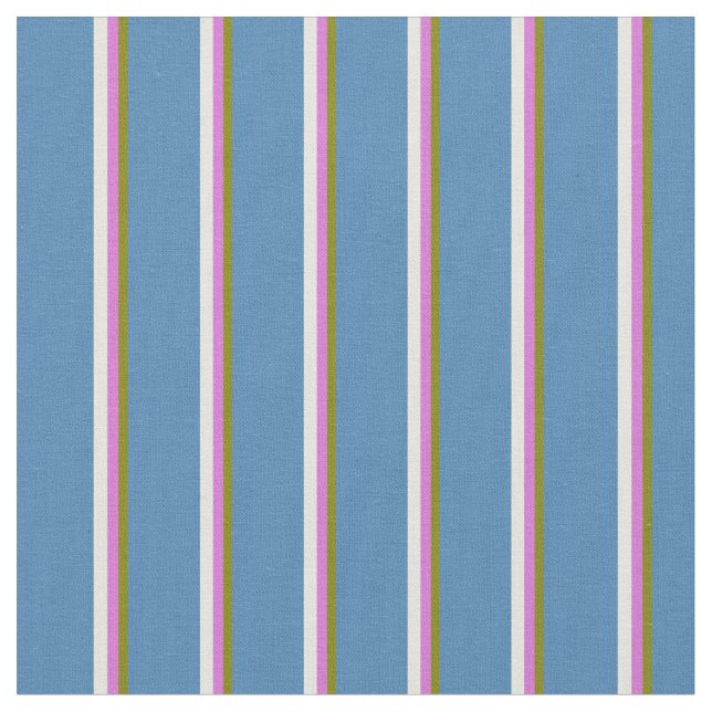 Green, Orchid, Beige, and Blue Lines Fabric (Close Up)