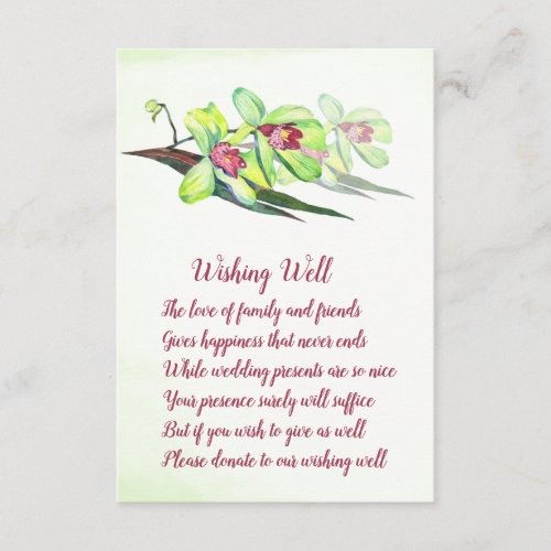 Green Orchid Marsala Wedding Wishing Well Cards