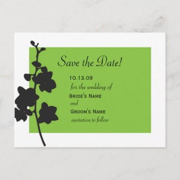 Green Orchid Save The Date Announcement Postcard by designaline at Zazzle