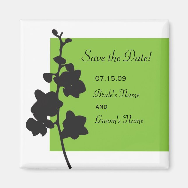 Green Orchid Save the Date Magnet (Front)