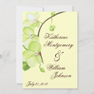 Green orchid wedding invitation