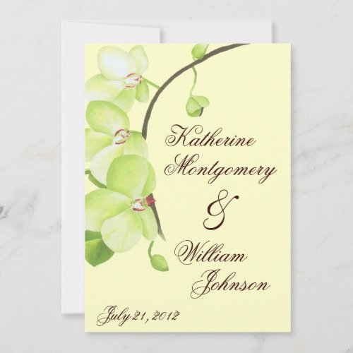 Green orchid wedding invitation