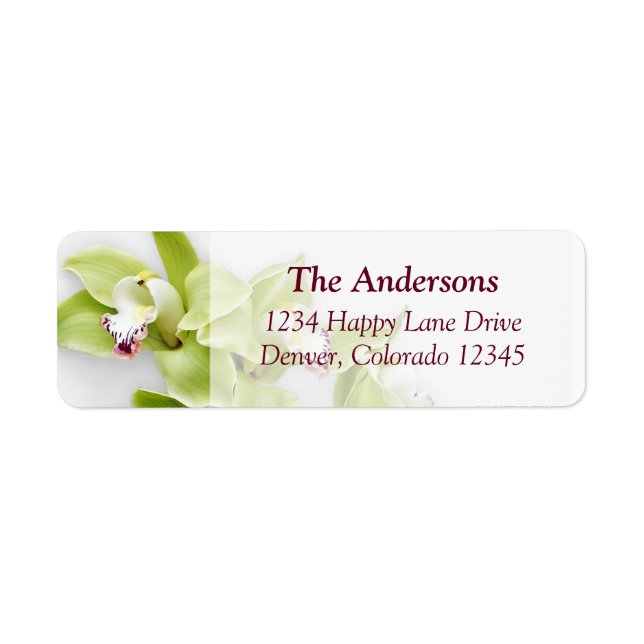 Green Orchid Wedding Return Address Labels (Front)
