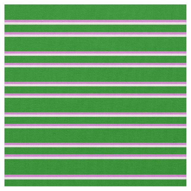 Green, Orchid & White Lines Fabric (Close Up)