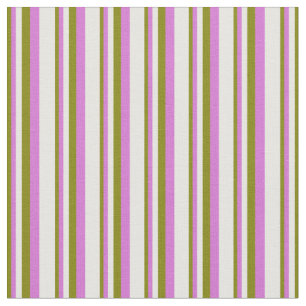 Green, Orchid & White Pattern of Stripes Fabric