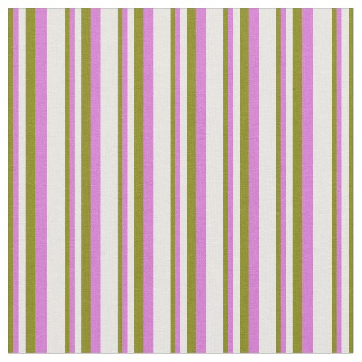 Green, Orchid & White Pattern of Stripes Fabric