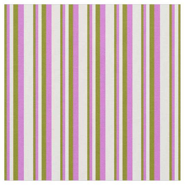 Green, Orchid & White Pattern of Stripes Fabric (Close Up)