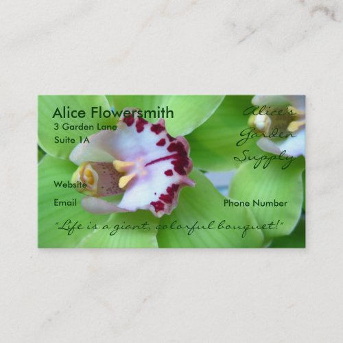 Green Orchids business cards