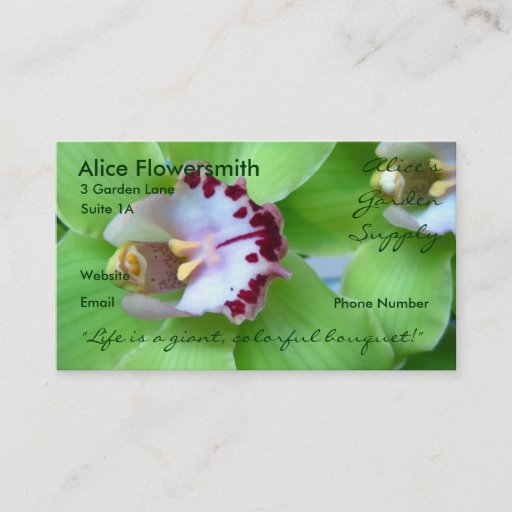 Customizable Green Orchids business cards