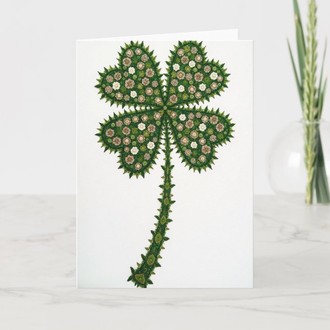 Green Organic Clover Pattern Card (Front)