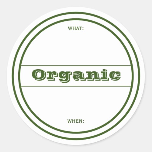 Green Organic Dated Home Canning Sticker Label