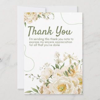 Green Organic Floral Thank You Card