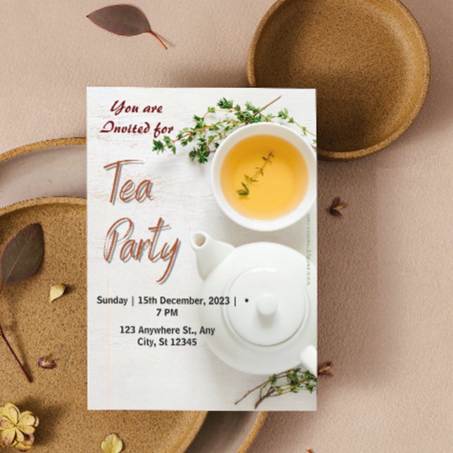 Green Organic Tea Party Invitation (Creator Uploaded)