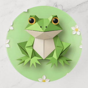 Green Origami Frog Trinket Tray