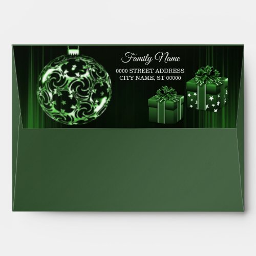 Green Ornament Holiday Christmas Envelope