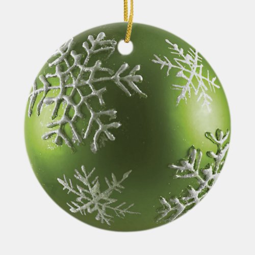 Green Ornament with Snowflakes