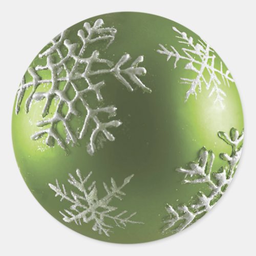 Green Ornament with Snowflakes Sticker