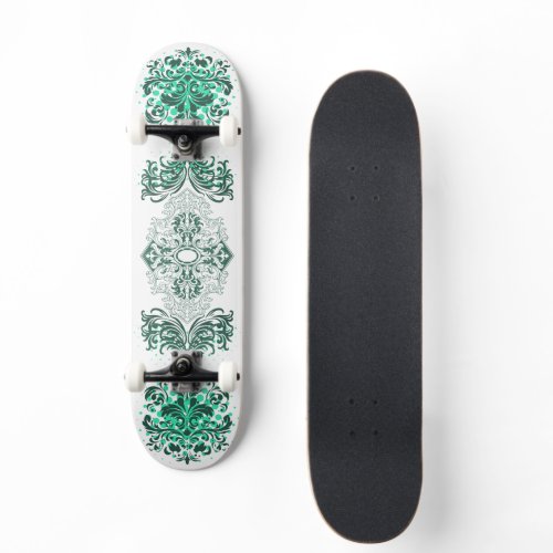 Green Ornamental Arabesque  Skateboard