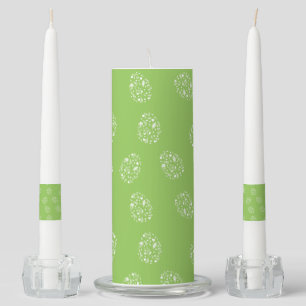 Green ornamental eggs pattern unity candle set