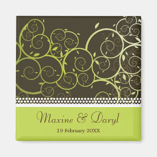 Green Ornamental Spiral Spring Vines Save The Date Magnet