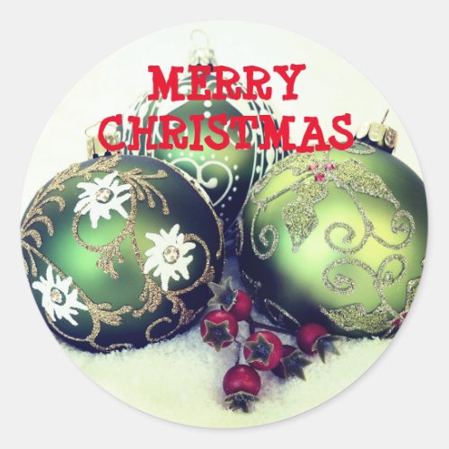 Green Ornaments Baubles Classic Round Sticker