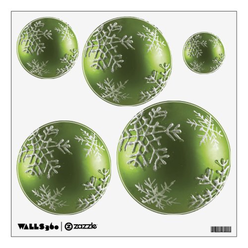 Green Ornaments with Snowflakes Wall Decal