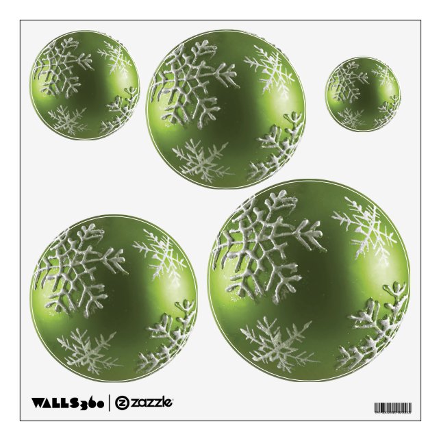 Green Ornaments with Snowflakes Wall Decal (Front)