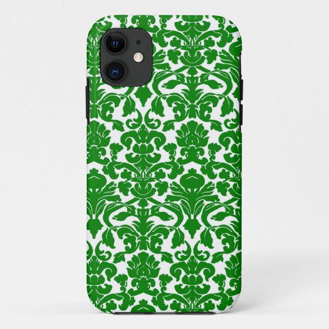Green Ornate Floral Damask Pattern Case-Mate iPhone Case (Back)