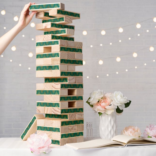 Green Ornate Outdoor Giant Topple Tower Game (Wedding)