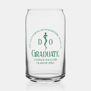 Green Osteopathic Medical School Graduation Can Glass