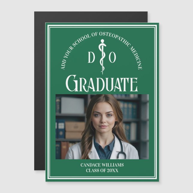 Green Osteopathic Medical School Graduation Magnet (Front/Back)
