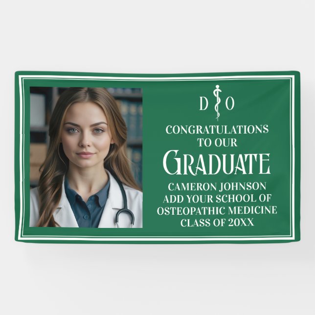 Green Osteopathic Medical School Graduation Party Banner (Horizontal)