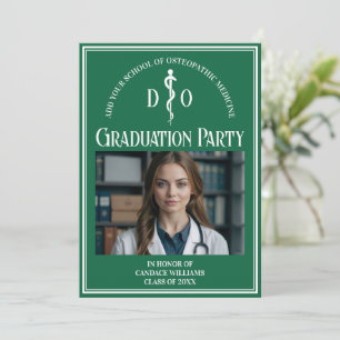 Green Osteopathic Medical School Graduation Party Invitation