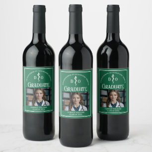 Green Osteopathic Medical School Graduation Party Wine Label