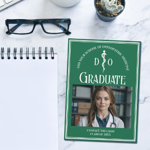 Green Osteopathic Medical School Graduation Photo Announcement