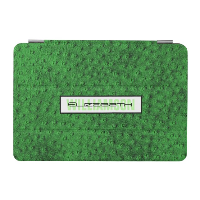 Green Ostrich Leather Monogram iPad Air Cover (Horizontal)