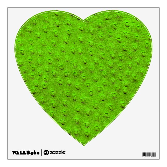 Green Ostrich Leather Print Heart Wall Decal (Front)