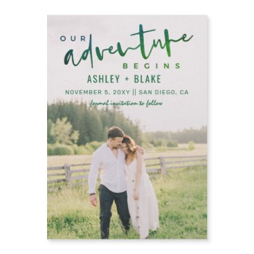 Green Our Adventure Begins Photo Save the Date