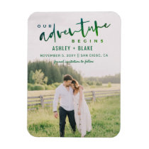 Green Our Adventure Begins Photo Save the Date Magnet
