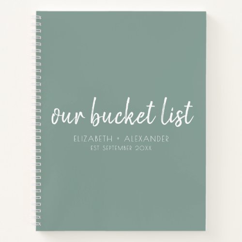 Green Our Bucket List Couples Notebook
